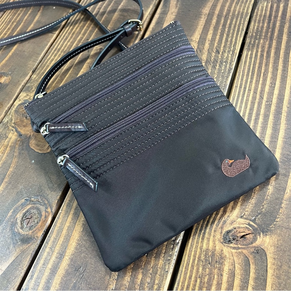 DOONEY & Bourke North South Brown Nylon Triple Zip Crossbody Bag